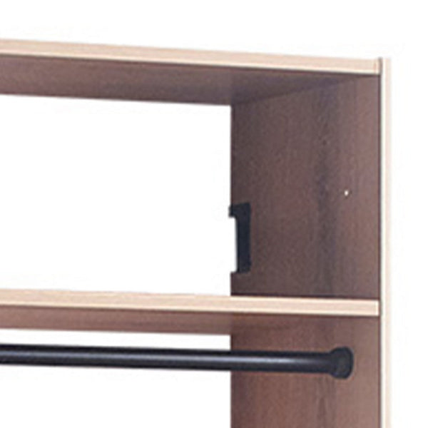 Vedz Wall Mount Walk in Closet, 1 Shelf w Hanging Rod, Oak Brown Wood -BM337085