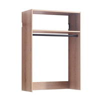 Vedz Wall Mount Walk in Closet, 1 Shelf w Hanging Rod, Oak Brown Wood -BM337085