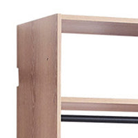 Vedz Wall Mount Walk in Closet, 1 Shelf w Hanging Rod, Oak Brown Wood -BM337085