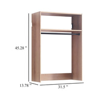 Vedz Wall Mount Walk in Closet, 1 Shelf w Hanging Rod, Oak Brown Wood -BM337085