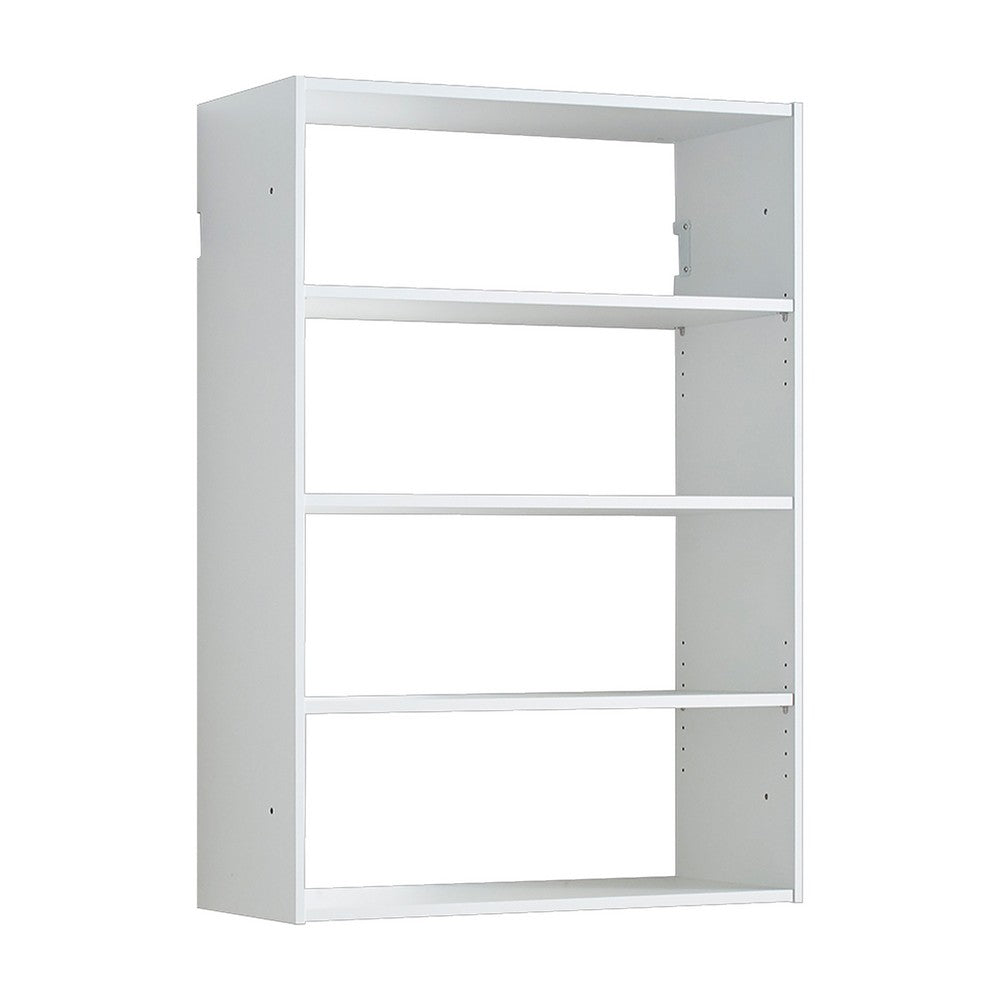 Vedz Wall Mount Adjustable Shelf, 4 Open Shelves, White Melamine -BM337086