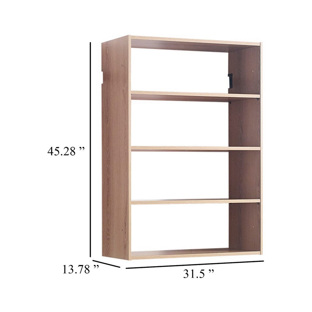 Vedz Wall Mount Adjustable Shelf, 4 Open Shelves, Oak Brown Melamine -BM337087