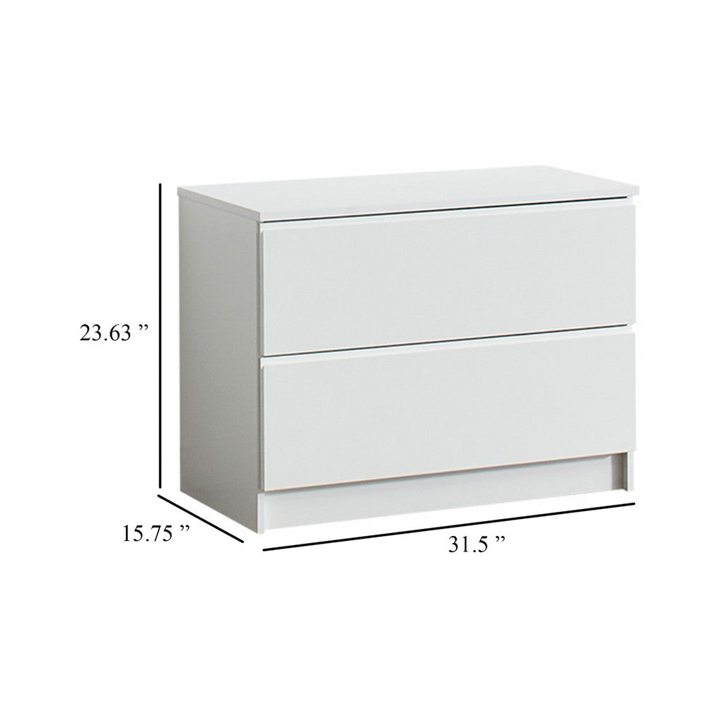 Vedz Dresser Unit with 2 Drawers, Modern White Melamine Finish -BM337088