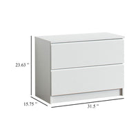 Vedz Dresser Unit with 2 Drawers, Modern White Melamine Finish -BM337088