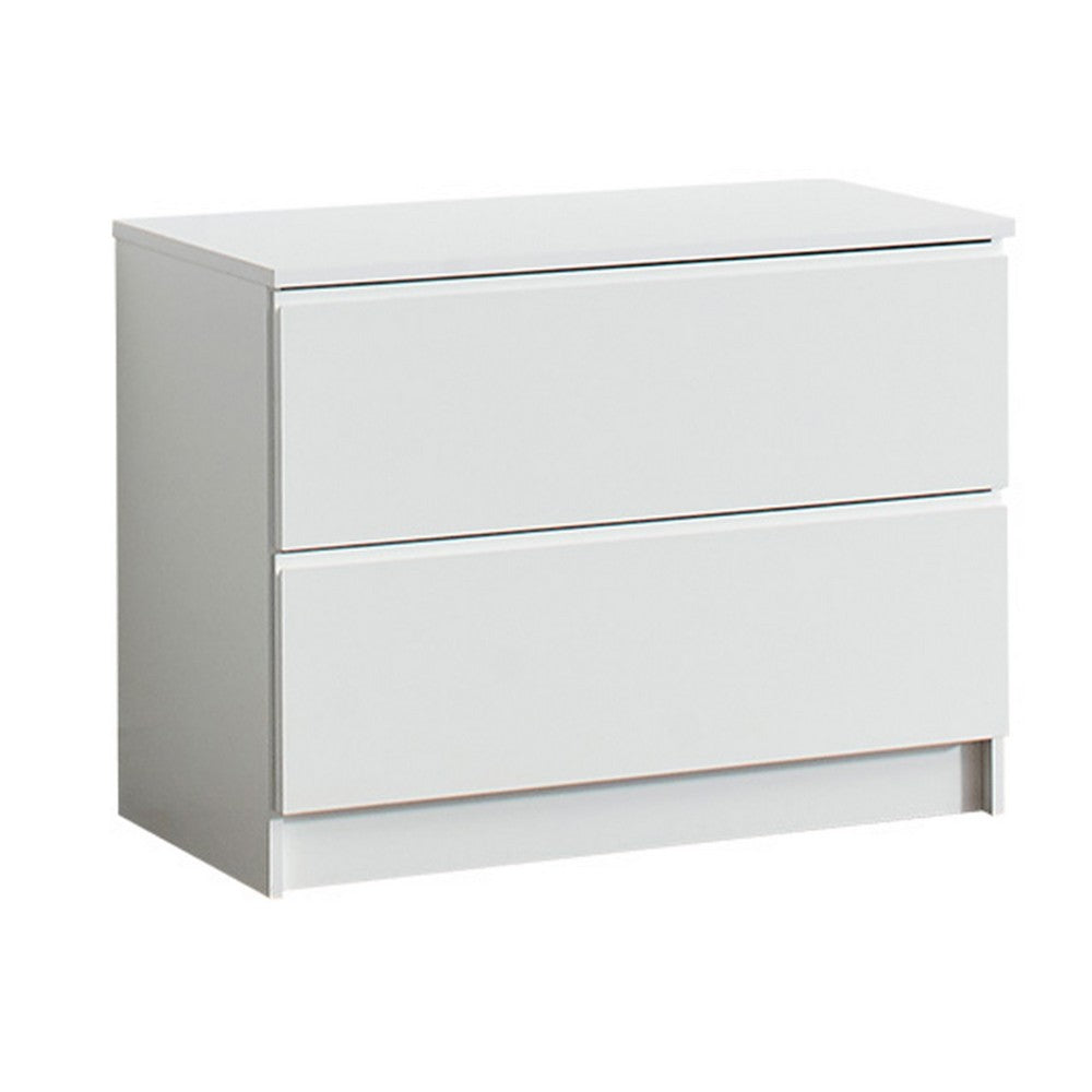 Vedz Dresser Unit with 2 Drawers, Modern White Melamine Finish -BM337088