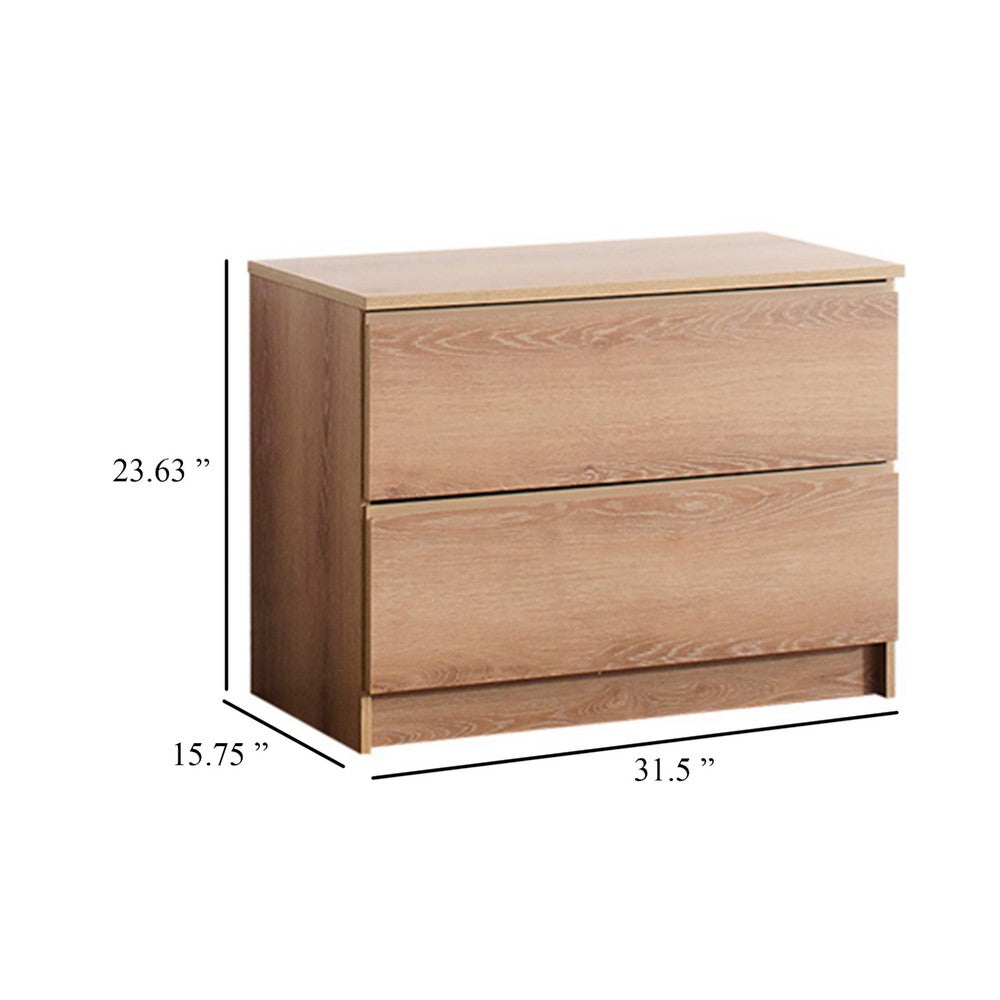 Vedz Dresser Unit with 2 Drawers, Modern Oak Brown Melamine Finish -BM337089