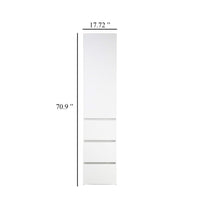 Ely Slim Closet Cabinet, 3 Drawers, 71 Inch, White Melamine and Wood -BM337102
