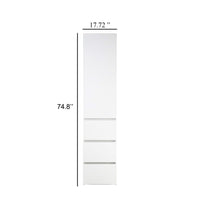 Ely Slim Closet Cabinet, 3 Drawers, 71 Inch, White Melamine and Wood -BM337102