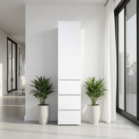 Ely Slim Closet Cabinet, 3 Drawers, 71 Inch, White Melamine and Wood -BM337102