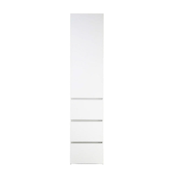 Ely Slim Closet Cabinet, 3 Drawers, 71 Inch, White Melamine and Wood -BM337102