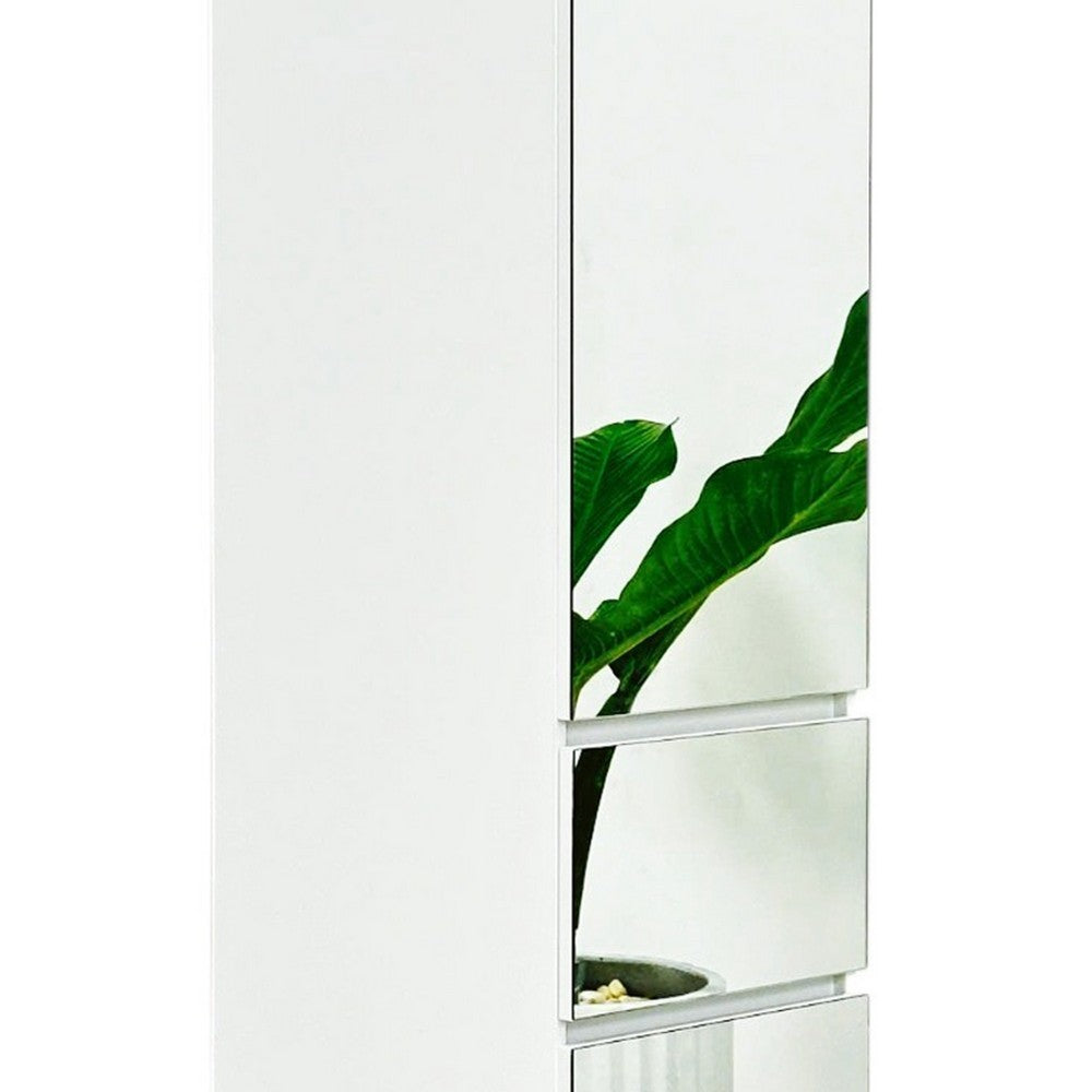 Ely Slim Closet Cabinet w Mirror, 1 Drawer, 71 Inch, White Melamine -BM337103