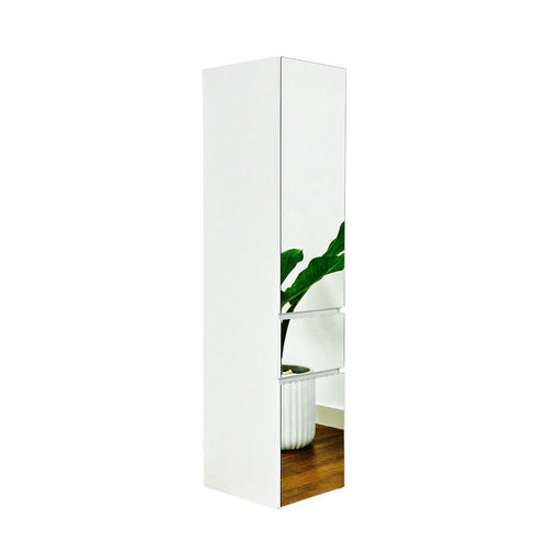 Ely Slim Closet Cabinet w Mirror, 1 Drawer, 71 Inch, White Melamine -BM337103