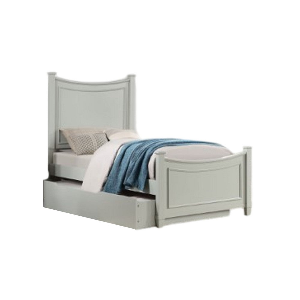Roly Kids Full Size Bed w Trundle, Cradle Inspired Arches, Gray Wood - BM337249