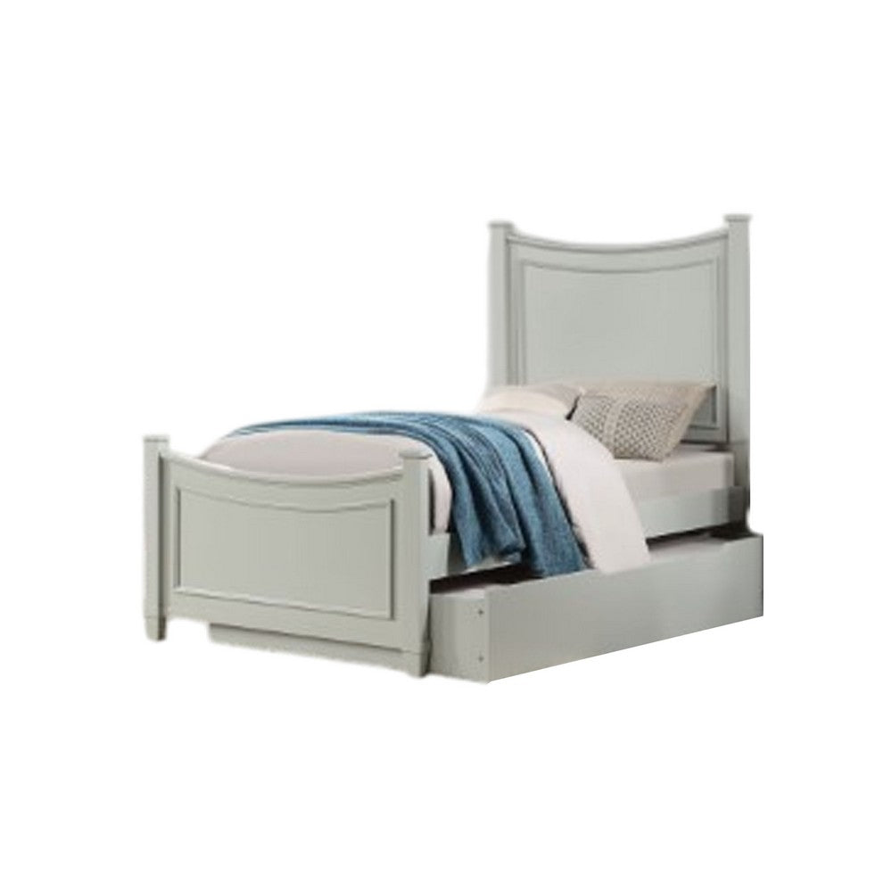 Roly Kids Full Size Bed w Trundle, Cradle Inspired Arches, Gray Wood - BM337249