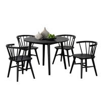 Yely 5pc Dining Table with 4 Windsor Chairs Set, Black Rubberwood - BM337250