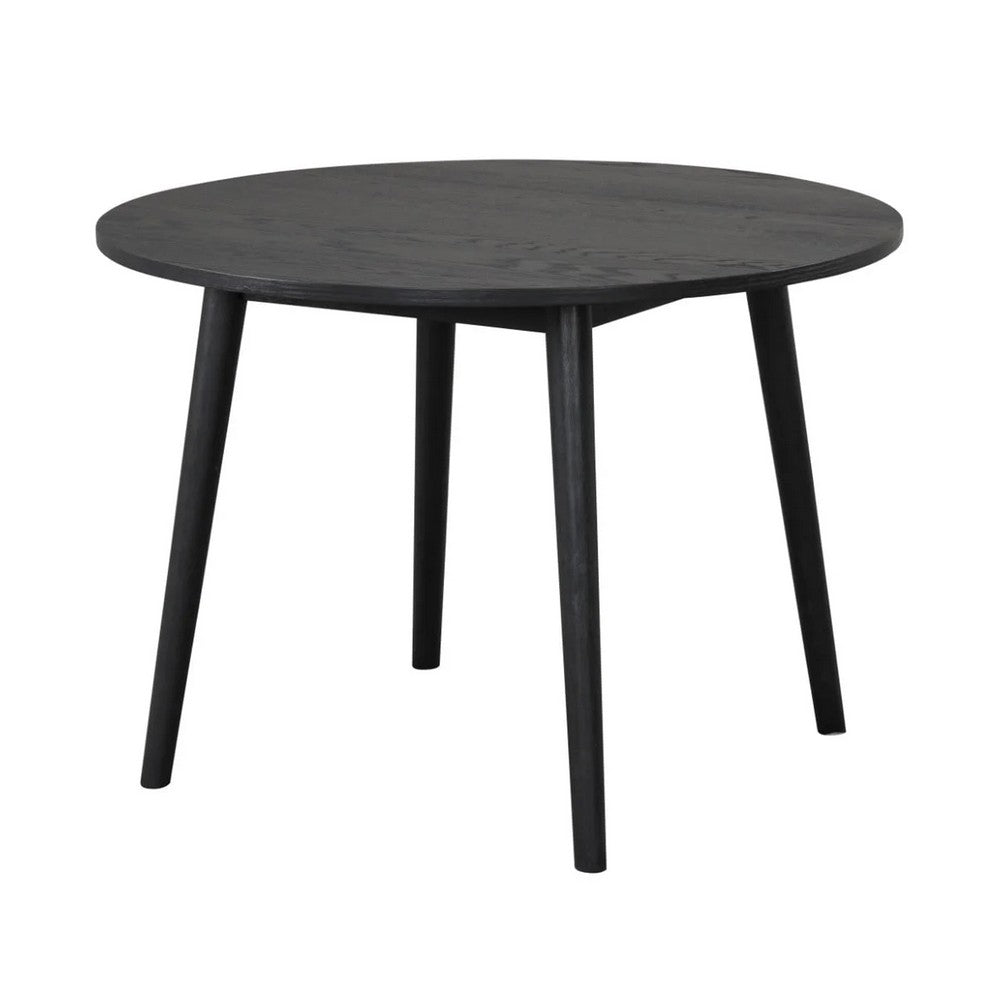 Yely 5pc Dining Table with 4 Windsor Chairs Set, Black Rubberwood - BM337250