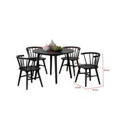 Yely 5pc Dining Table with 4 Windsor Chairs Set, Black Rubberwood - BM337250