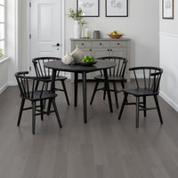 Yely 5pc Dining Table with 4 Windsor Chairs Set, Black Rubberwood - BM337250