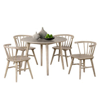 Yely 5pc Dining Table and 4 Windsor Chairs Set, Natural Oak Brown - BM337251