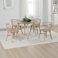Yely 5pc Dining Table and 4 Windsor Chairs Set, Natural Oak Brown - BM337251