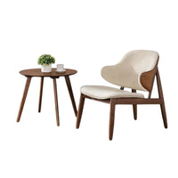 Ary 2pc Accent Table and Wingback Chair Set, Beige Boucle, Walnut Brown - BM337255