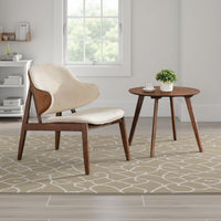 Ary 2pc Accent Table and Wingback Chair Set, Beige Boucle, Walnut Brown - BM337255