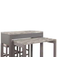 Helly 3pc Counter Height Table and 2 Stool Set, Gray Faux Marble Top - BM337256
