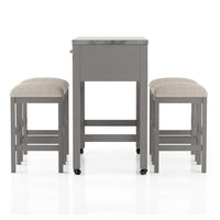 Helly 5pc Counter Height Table and 4 Stool Set, Gray Faux Marble Top - BM337257