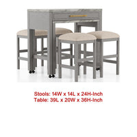 Helly 5pc Counter Height Table and 4 Stool Set, Gray Faux Marble Top - BM337257