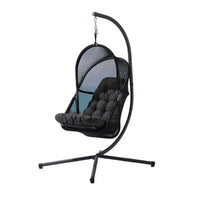 Bery Outdoor Swing Chair with Foldable Stand, Coastal Black Cushion - BM337258