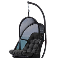 Bery Outdoor Swing Chair with Foldable Stand, Coastal Black Cushion - BM337258