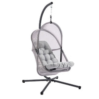 Bery Outdoor Swing Chair with Foldable Stand, Light Gray Cushion - BM337260