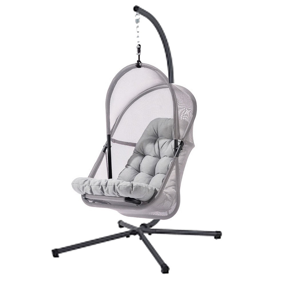 Bery Outdoor Swing Chair with Foldable Stand, Light Gray Cushion - BM337260