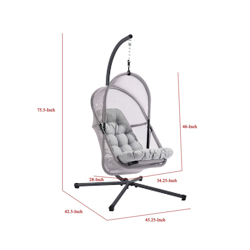 Bery Outdoor Swing Chair with Foldable Stand, Light Gray Cushion - BM337260