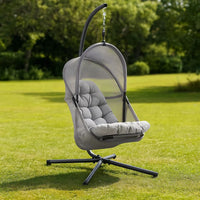 Bery Outdoor Swing Chair with Foldable Stand, Light Gray Cushion - BM337260