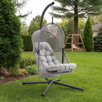 Bery Outdoor Swing Chair with Foldable Stand, Light Gray Cushion - BM337260