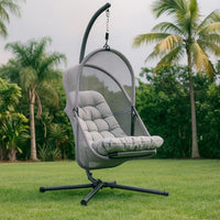 Bery Outdoor Swing Chair with Foldable Stand, Light Gray Cushion - BM337260