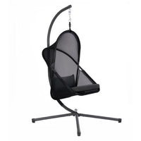 Cery Outdoor Egg Swing Chair, Foldable Stand, Coastal Black Cushion - BM337261