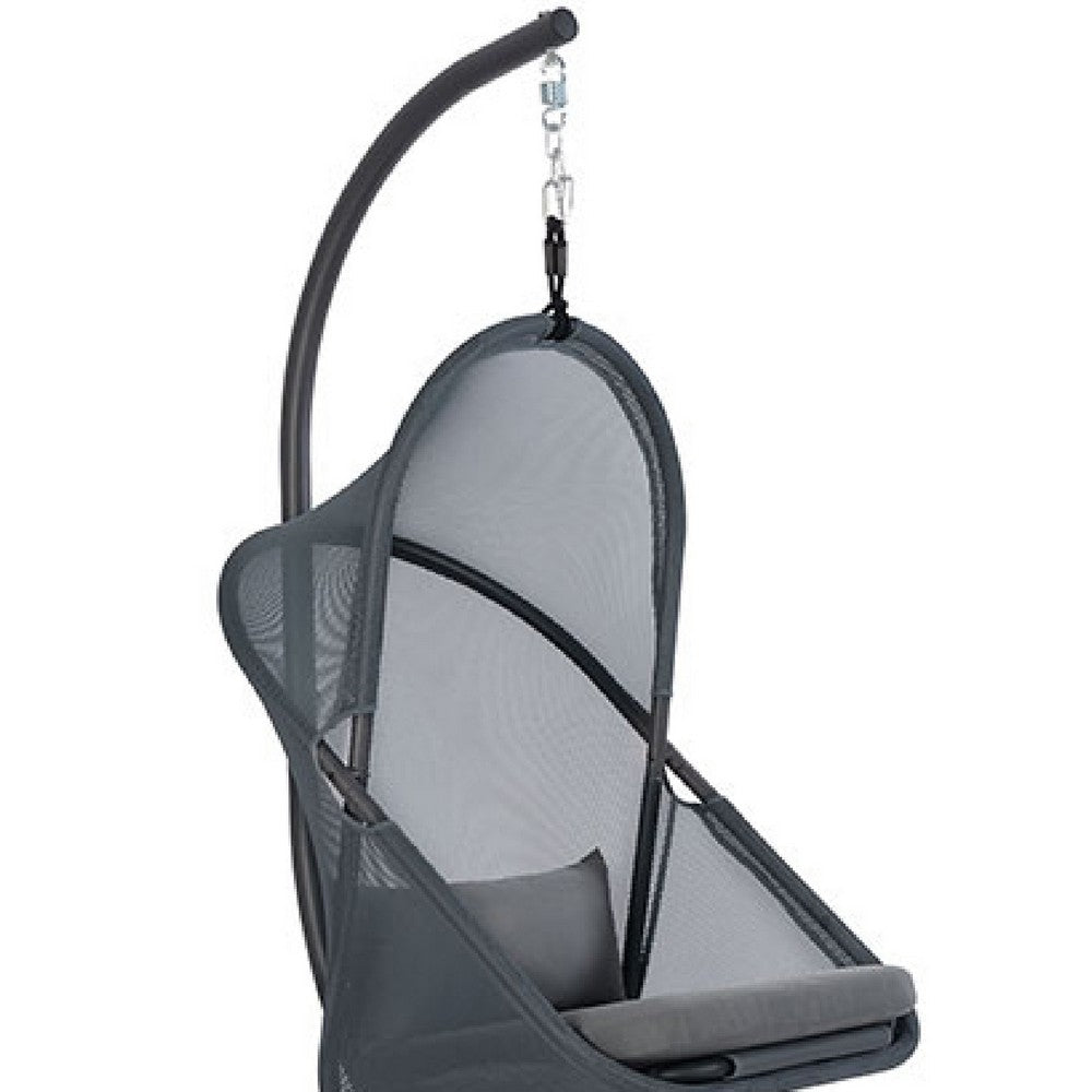 Cery Outdoor Egg Swing Chair, Foldable Stand, Dark Gray Cushion - BM337262