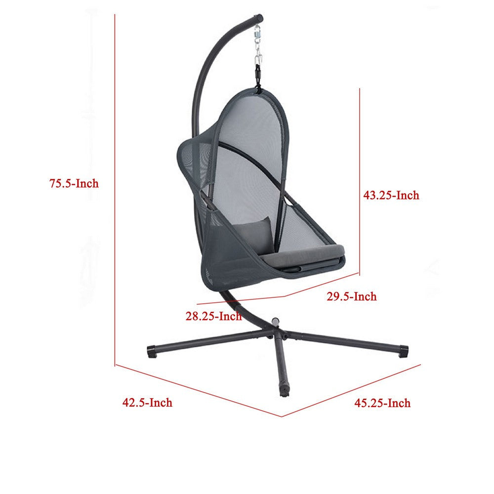 Cery Outdoor Egg Swing Chair, Foldable Stand, Dark Gray Cushion - BM337262