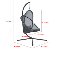 Cery Outdoor Egg Swing Chair, Foldable Stand, Dark Gray Cushion - BM337262