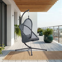 Cery Outdoor Egg Swing Chair, Foldable Stand, Dark Gray Cushion - BM337262