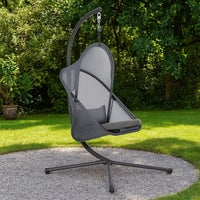 Cery Outdoor Egg Swing Chair, Foldable Stand, Dark Gray Cushion - BM337262