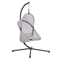 Cery Outdoor Egg Swing Chair, Foldable Stand, Light Gray Cushion - BM337263
