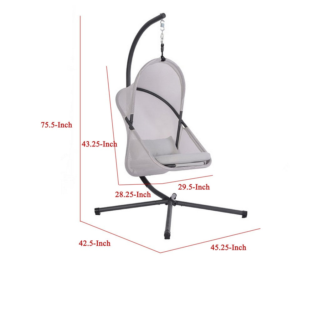 Cery Outdoor Egg Swing Chair, Foldable Stand, Light Gray Cushion - BM337263