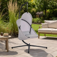 Cery Outdoor Egg Swing Chair, Foldable Stand, Light Gray Cushion - BM337263