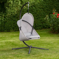 Cery Outdoor Egg Swing Chair, Foldable Stand, Light Gray Cushion - BM337263