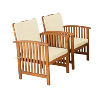 Kaila 4pc Patio Sofa, Chair and Coffee Table Set, Beige Cushions, Brown Wood - BM337264