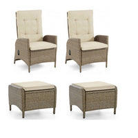Ankia 4pc Outdoor Reclining Chair and Ottoman Set, Beige Brown Woven - BM337266