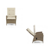 Ankia 4pc Outdoor Reclining Chair and Ottoman Set, Beige Brown Woven - BM337266
